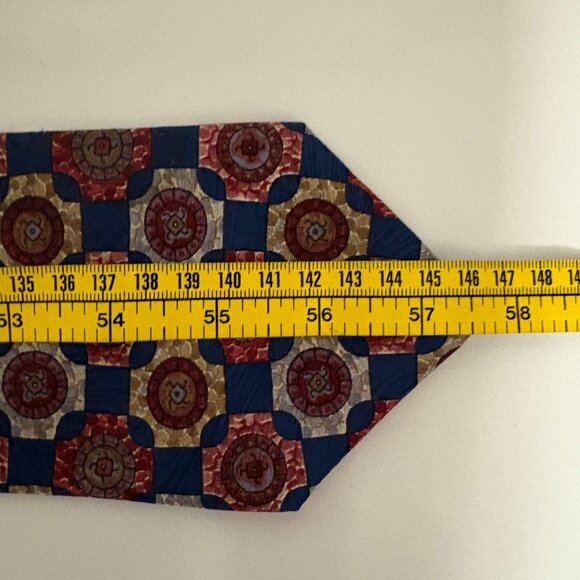 Angelica Silk Tie Blue Red Geometric Mens Necktie Vintage Office Evening Gift - Picture 8 of 8